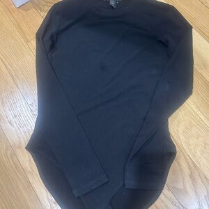 Forever 21 Womens Jet Black Long Sleeve bodysuit